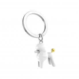 Metalmorphose | White Poodle with Gold Tail Keyring