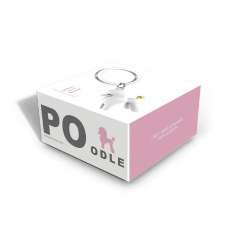 Metalmorphose | White Poodle with Gold Tail Keyring