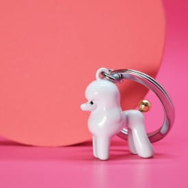 Metalmorphose | White Poodle with Gold Tail Keyring