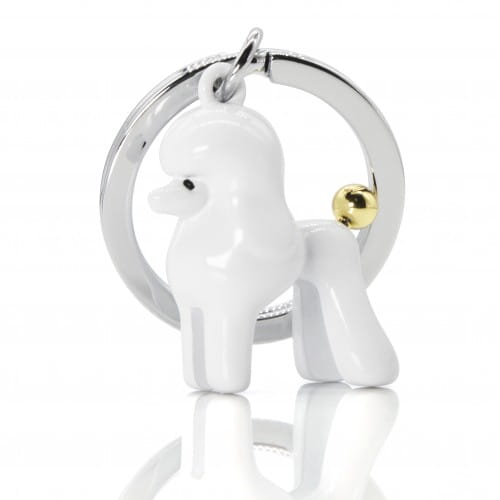 Metalmorphose | White Poodle with Gold Tail Keyring