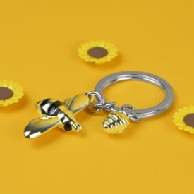 Metalmorphose | Gold & Black Bee with Honey Keyring