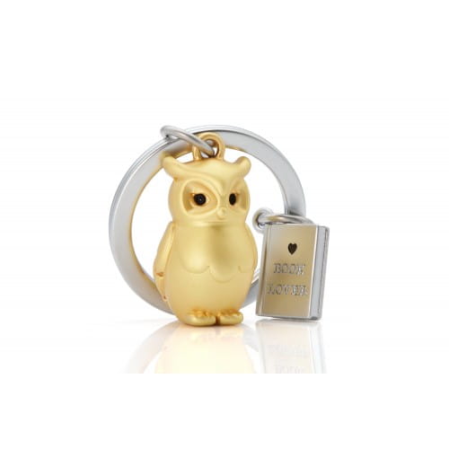 Metalmorphose | Gold Owl & Book Keyring