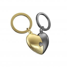 Metalmorphose | 2 Piece Grey & Gold Heart Puzzle Keyring