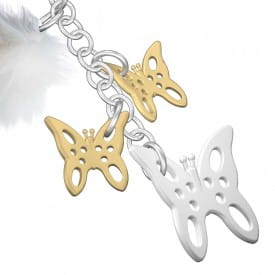 Metalmorphose | Gold Butterfly with Pom Pom Charm Keyring