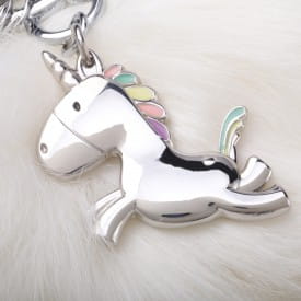 Metalmorphose | Jumping Unicorn with Pom Pom Charm Keyring