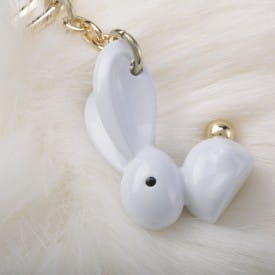 Metalmorphose | White Bunny with Pom Pom Charm Keyring