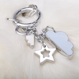 Metalmorphose | Blue Cloud with Pom Pom Charm Keyring