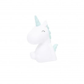 Dhink | Mini Colour Changing LED Night Light | White Unicorn with Pastel Blue Mane & Tail