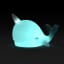 Dhink | Mini Colour Changing LED Night Light | Pastel Blue Narwhal with White Horn