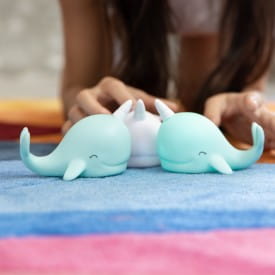 Dhink | Mini Colour Changing LED Night Light | Pastel Blue Narwhal with White Horn