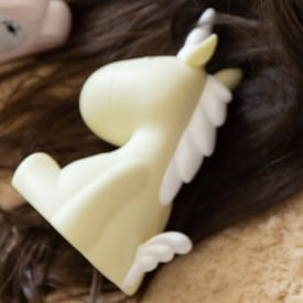Dhink | Medium Colour Changing LED Night Light | Pastel Lemon Yellow Unicorn with White Mane & Horn