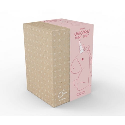 Dhink | Medium Colour Changing LED Night Light | Pastel Candy Pink Unicorn with White Mane & Horn