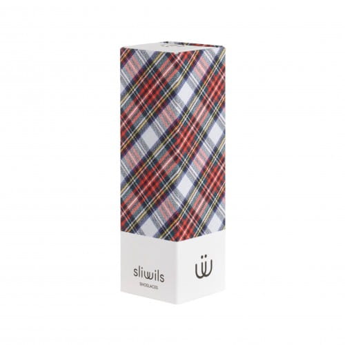 Sliwils | Fabric Shoelaces | Genuine White & Red Tartan | 120cm