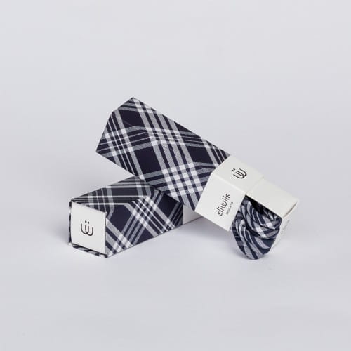 Sliwils | Fabric Shoelaces | Genuine Navy Tartan | 120cm