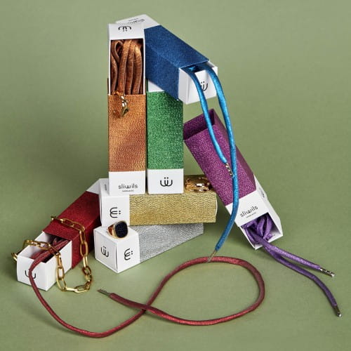 Sliwils | Fabric Shoelaces | Manhattan Metallic Red | 120cm