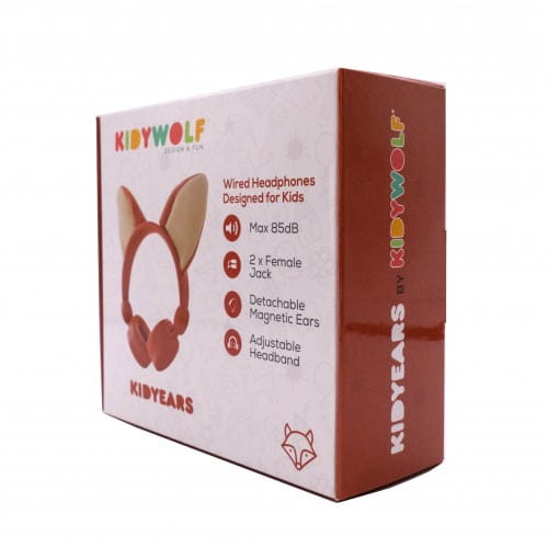 KIDYWOLF | KIDYEARS Kids' Headphones with Removeable Ears | Fox