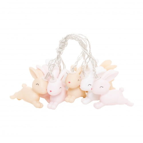 Dhink | LED String Lights | Mixed Coloured Pastel Jumping Bunnies | 10 Lights