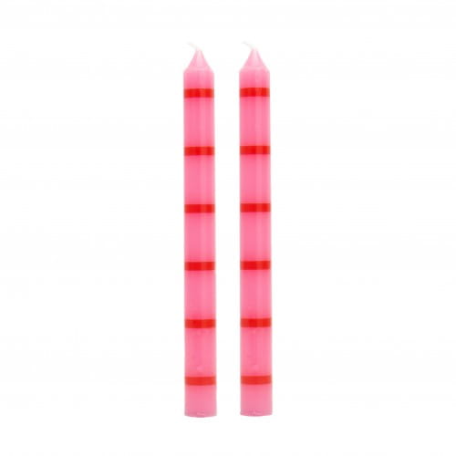 Helio Ferretti | Long Striped Dinner Candles | SET OF 2 | Pink & Red