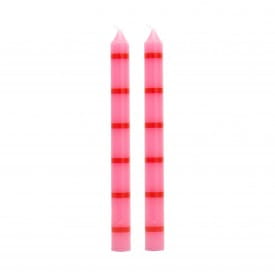 Helio Ferretti | Long Striped Dinner Candles | SET OF 2 | Pink & Red