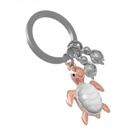 Metalmorphose | White & Rose Gold Turtle Keyring