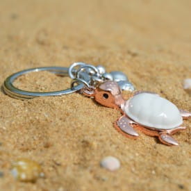 Metalmorphose | White & Rose Gold Turtle Keyring