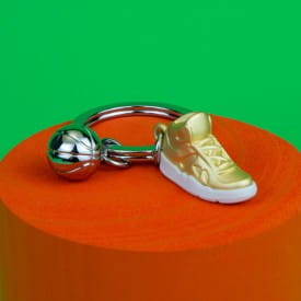 Metalmorphose | Silver & Gold Hi Top Sports Trainer & Ball Keyring