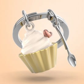 Metalmorphose | Gold Cupcake & Spoon Keyring