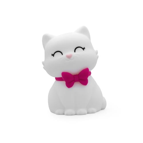 Dhink | Medium Colour Changing LED Night Light | White Cat With Fuschia Pink Collar