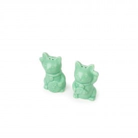 Helio Ferretti | Salt & Pepper Shaker Set | Lucky Cat | Green