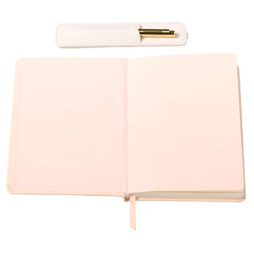 Eccolo | A5 Lined Hardcover Journal with Pen & Holder | Pink & Gold
