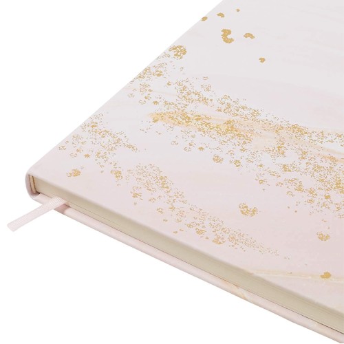 Eccolo | Lined Hardcover Desk Journal | Pink & Gold Marble | 8x10"