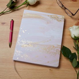 Eccolo | Lined Hardcover Desk Journal | Pink & Gold Marble | 8x10"