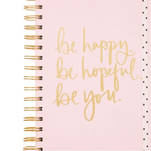 Eccolo | A5 Vegan Leather Spiral Journal | Be Happy | Powder Pink