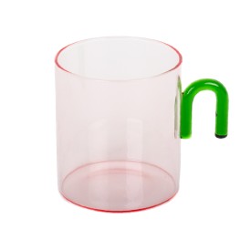 Helio Ferretti | Arch Handled Glass Mug | Pink & Green
