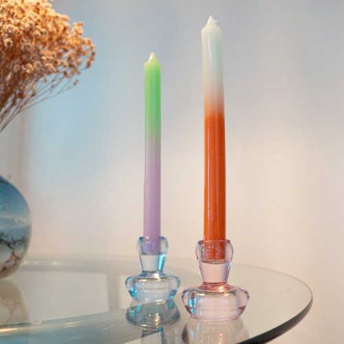 Helio Ferretti | Glass Mushroom Candle Holders | Light Blue | Set of 2