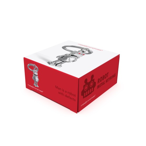 Metalmorphose | Silver Robot with Red Eyes Keyring