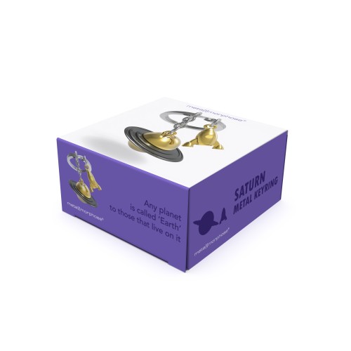 Metalmorphose | Grey & Gold Spinning Saturn Planet Keyring