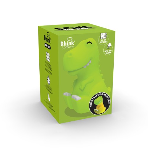 Dhink | Medium Colour Changing LED Silicone Night Light | Green Dino