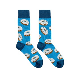 Billy Brown Socks | Men's Donut Socks | Blue & White