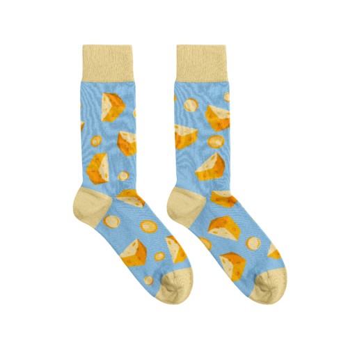 Billy Brown Socks | Men's Cheese Socks | Blue & Yellow