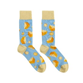 Billy Brown Socks | Men's Cheese Socks | Blue & Yellow