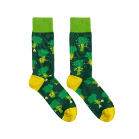 Billy Brown Socks | Men's Fun Broccoli Socks | Green & Yellow
