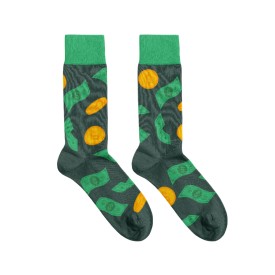 Billy Brown Socks | Men's Dollar Money Socks | Green & Yellow