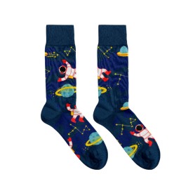 Billy Brown Socks | Men's Space Socks | Blue & Yellow