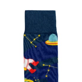 Billy Brown Socks | Men's Space Socks | Blue & Yellow