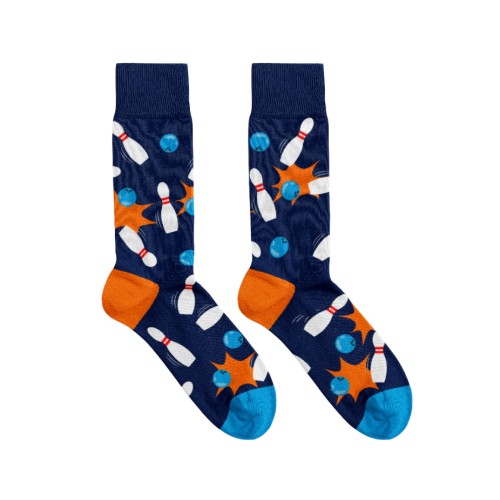 Billy Brown Socks | Men's Tenpin Bowling Socks | Blue & Orange