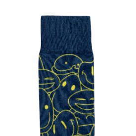 Billy Brown Socks | Men's Smiling Faces Socks | Navy & Yellow