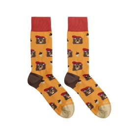 Billy Brown Socks | Men's Cool Beaver Socks | Red & Orange