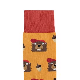 Billy Brown Socks | Men's Cool Beaver Socks | Red & Orange