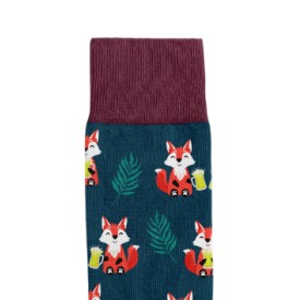 Billy Brown Socks | Men's Fox with Beer Socks | Navy & Burgundy